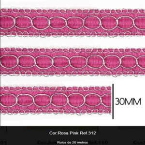 GALAO 85 312 PINK/PRATA LARG:3,0CM 20M