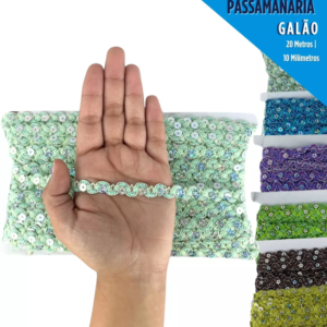 Galão 54 Passamanaria Metalizada 10mm c/ 20metros Diversas cores 