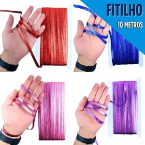 Fitilho Metalizado – 50 metros (Diversas Cores e Larguras)