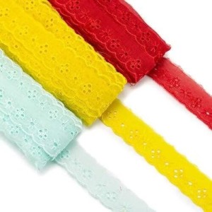Bordado Inglês 2,5cm Liso Peça com 13,7 metros - Lese Bico Tira Bordada - Poliéster Algodão